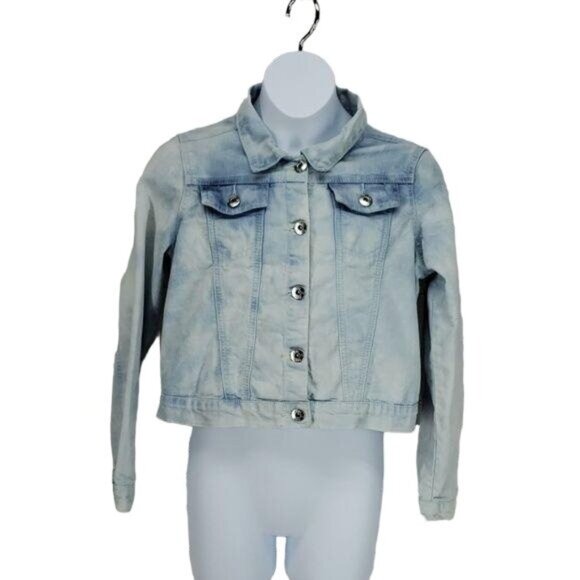 Light Blue Denim Jacket Girls XL By YMI With Silver Button Front Chest Pockets - Picture 1 of 6